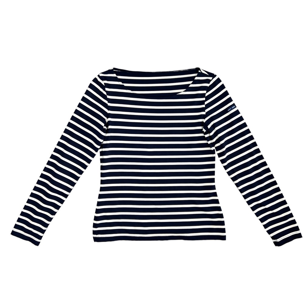 Saint James Sabu Navy White Breton Striped Boat Neck Long Sleeve Top XXS US 4